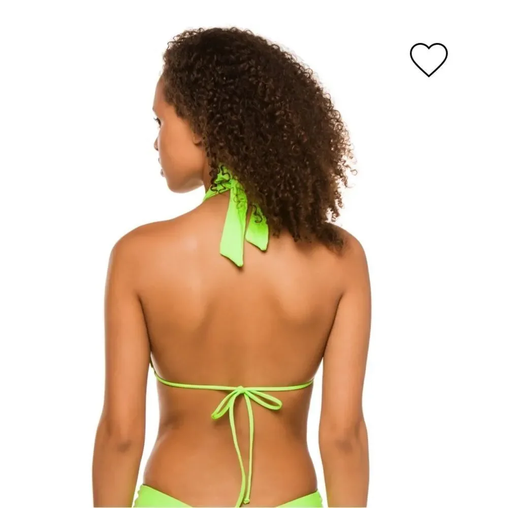 Frankies bikinis neon lime green wrap bikini top